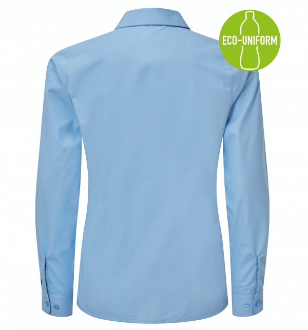 Girls Blue Revere Collar Long Sleeve School Shirts (2 pk) - Image 4